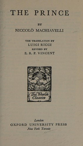 Niccolò Machiavelli: The Prince (1935, Oxford University Press)