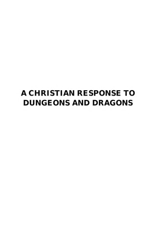 Peter J. Leithart: Christian Response to Dungeons and Dragons (Paperback, 1988, Dominion Pr)
