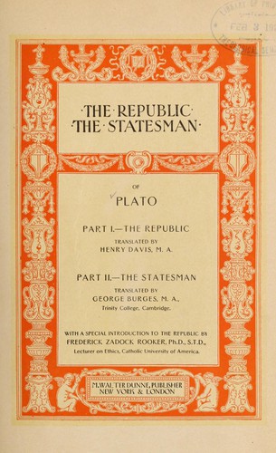 Platone: The Republic. (1901, M. W. Dunne)