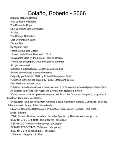 Roberto Bolan o: 2666 (2009, Picador)