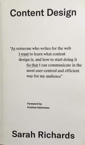 Sarah Richards: Content design (Paperback, 2017, Content Design London)