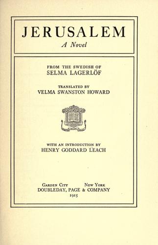 Selma Lagerlöf: Jerusalem (1915, Doubleday, Page & company)