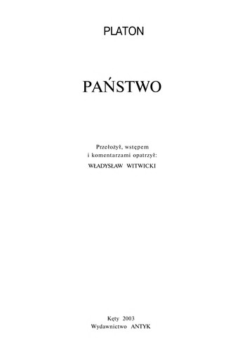 Platone, Πλάτων: Pan stwo (Polish language, 2003, "Antyk")