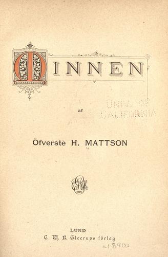 Mattson, Hans: Minnen. (1890, C. W. K. Gleerup)