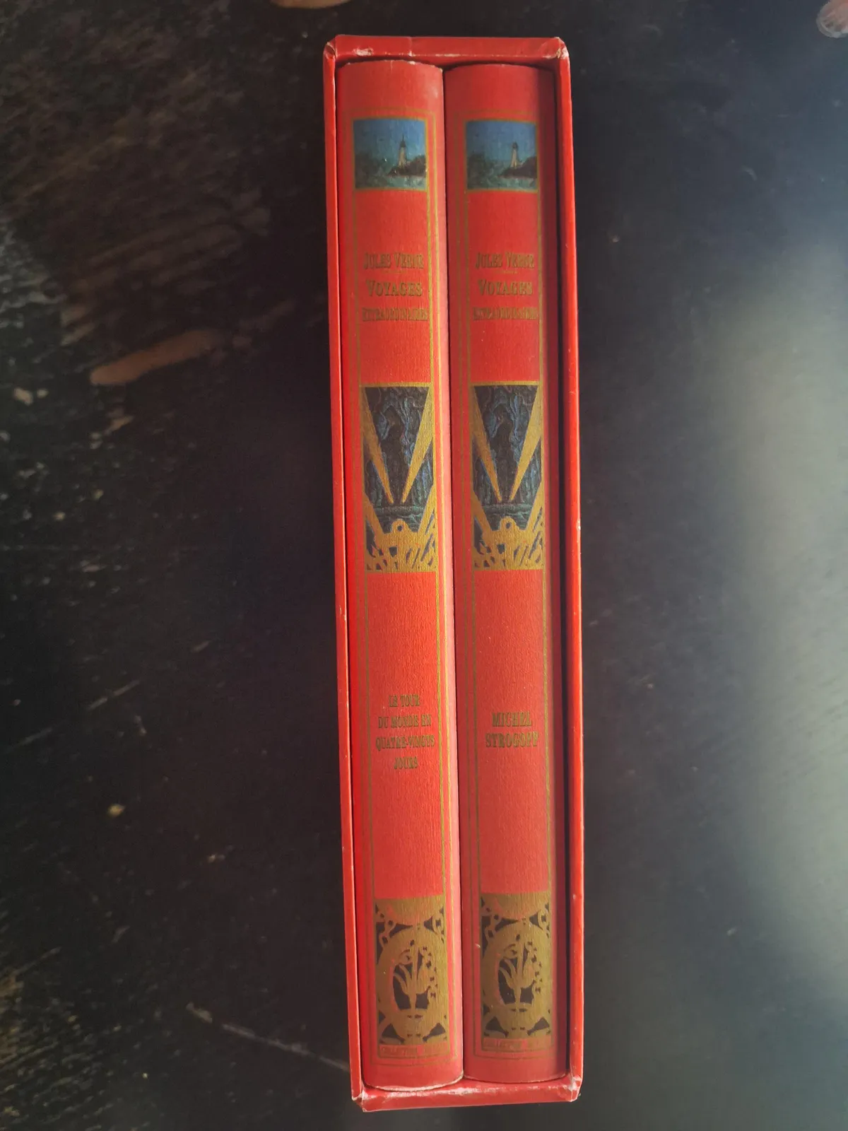 Jules Verne: Coffret de 2 livres de Jules Verne - Le tour du monde en quatre-vingts jours - Michel Strogoff (French language, Hetzel et Cie)