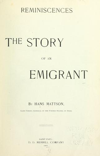 Mattson, Hans: Reminiscences (1891, D.D. Merrill Co.)