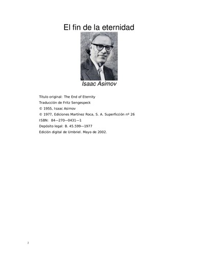 Айзек Азимов: El Fin De LA Eternidad/the End of Eternity (Spanish language, 1982, Martinez Roca S a Ediciones)